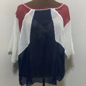 Free People Free People We The Free Dakota Mesh Net Tee Size Small Patriotic